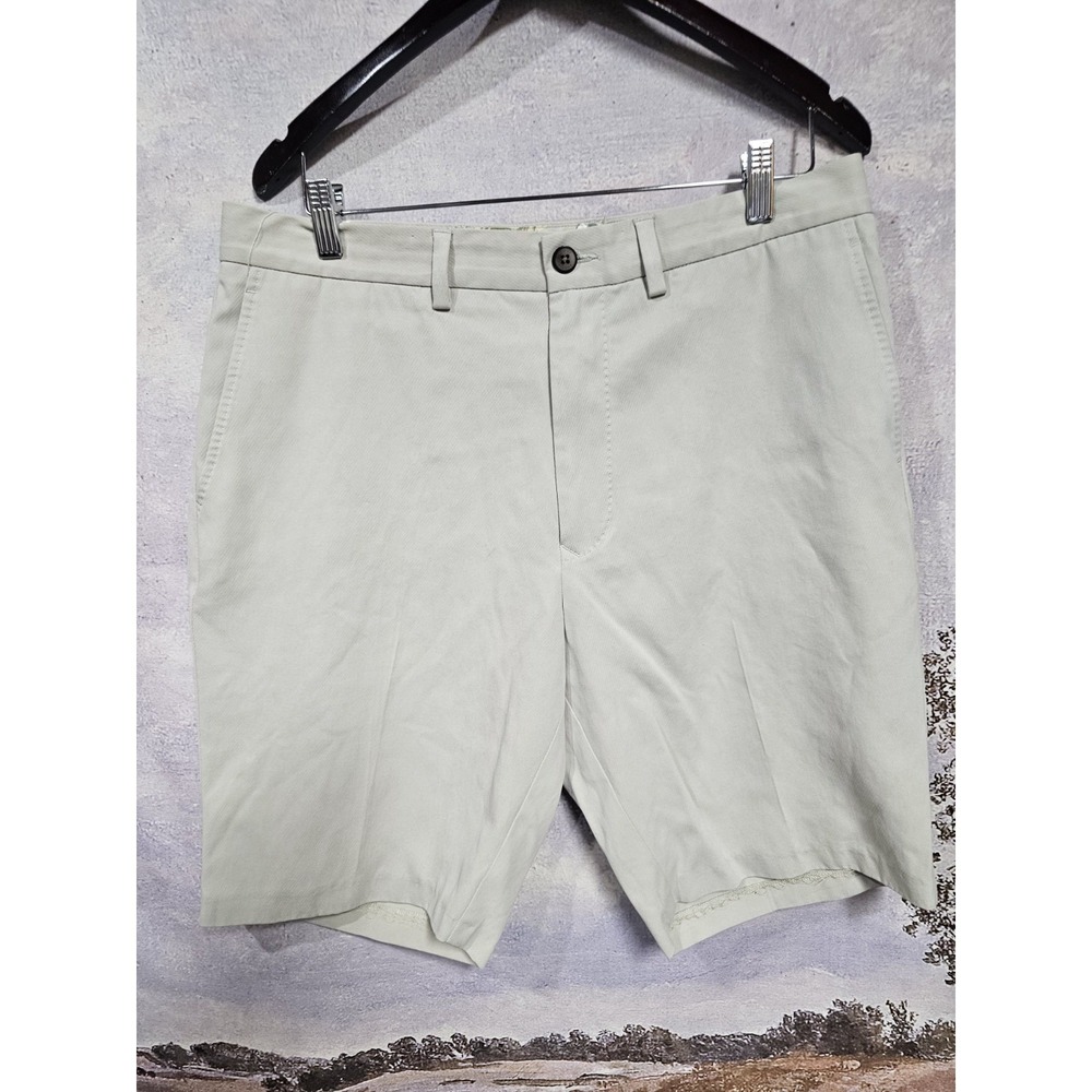 Tommy Bahama Shorts Mens 33 Beige Chino Flat Front Beach Resort Cotton Tencel